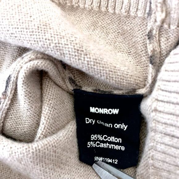 Monrow Mock Neck Cotton Cashmere Leopard Leo Print Belled Long Sleeve Sweater XS - Picture 7 of 9